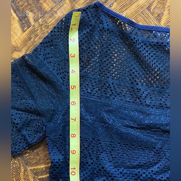 Three Dots Black Lace Overlay On Dark Blue - Size S - NWOT - Picture 13 of 14